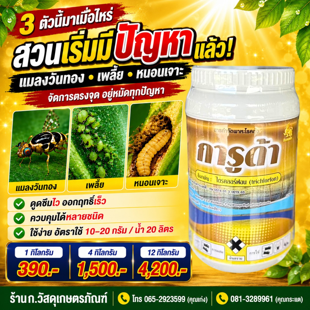 ก.เก่งการเกษตร คลังยาเกษตรออนไลน์ Facebook ad: แมลงวันทอง เพลี้ย หนอนเจาะ