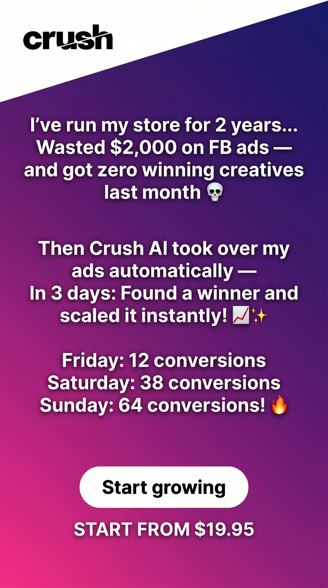 trycrush.ai Facebook ad