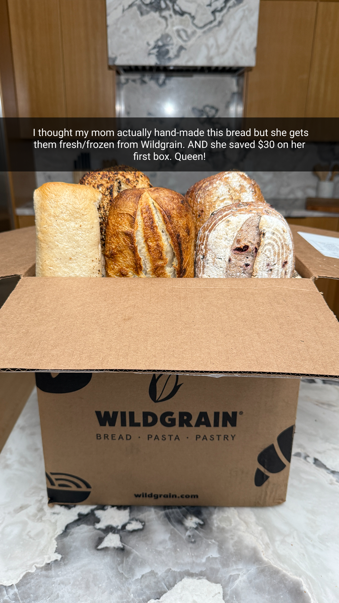 Wildgrain Facebook ad: $30 OFF + Free Croissants