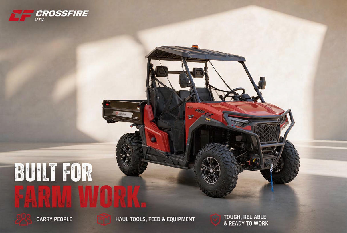 Crossfire Motorcycles Facebook ad: Side by Side Vehicles, UTVs, EVs
