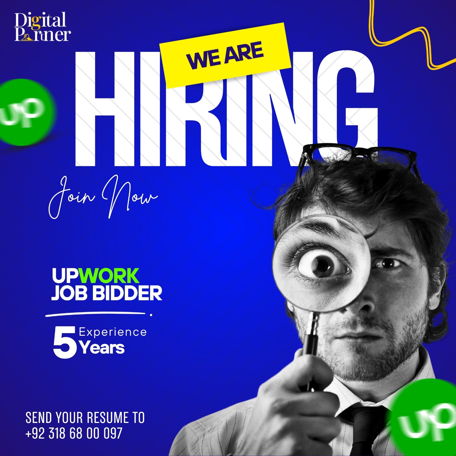 Digital Partner Marketing Agency Facebook ad: We’re Hiring, Upwork Job Bidder (5+ Years Experience)