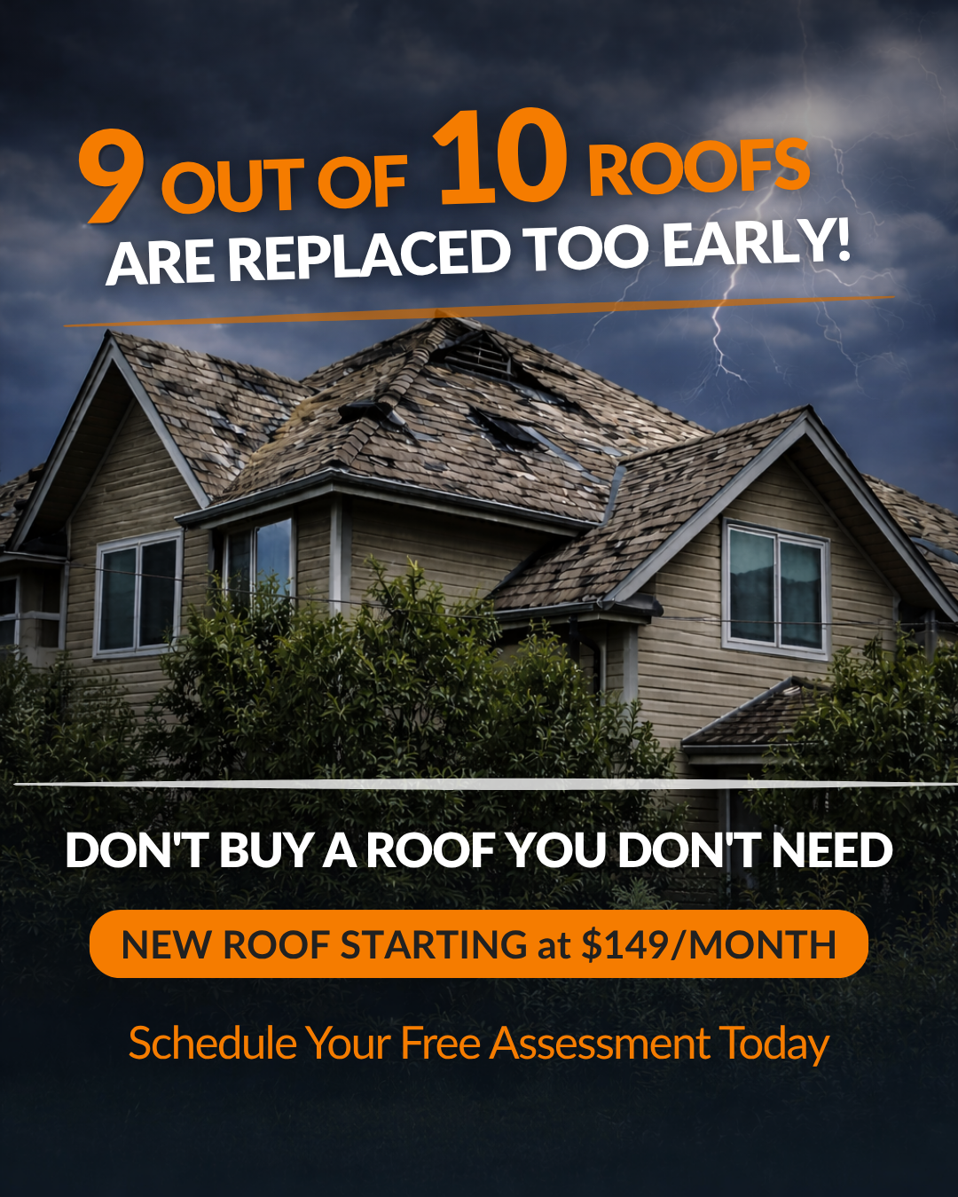 Guardian Home Improvements Facebook ad: New Roof From $149/Mo. No Check Required.