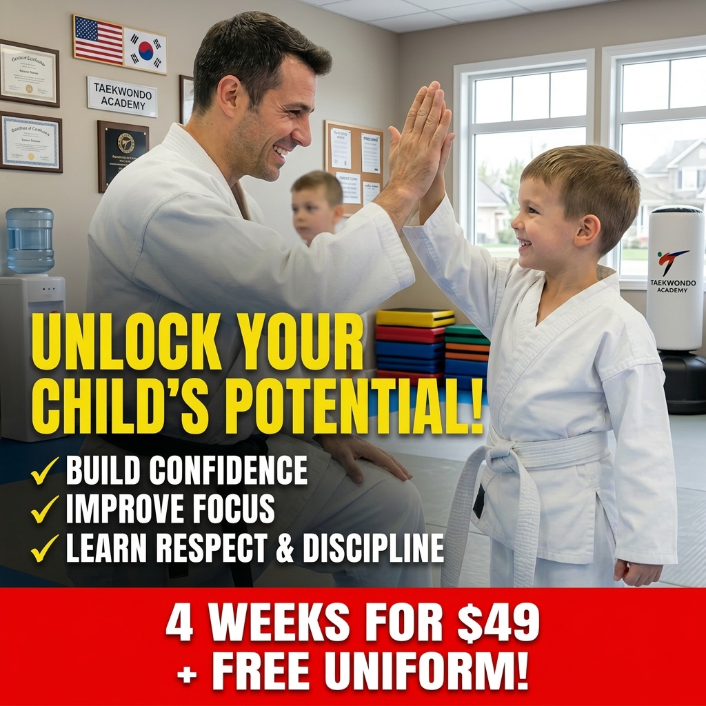 American Martial Arts Academy - Oswego Facebook ad: 4 Weeks of Discipline & Fun + FREE Uniform!