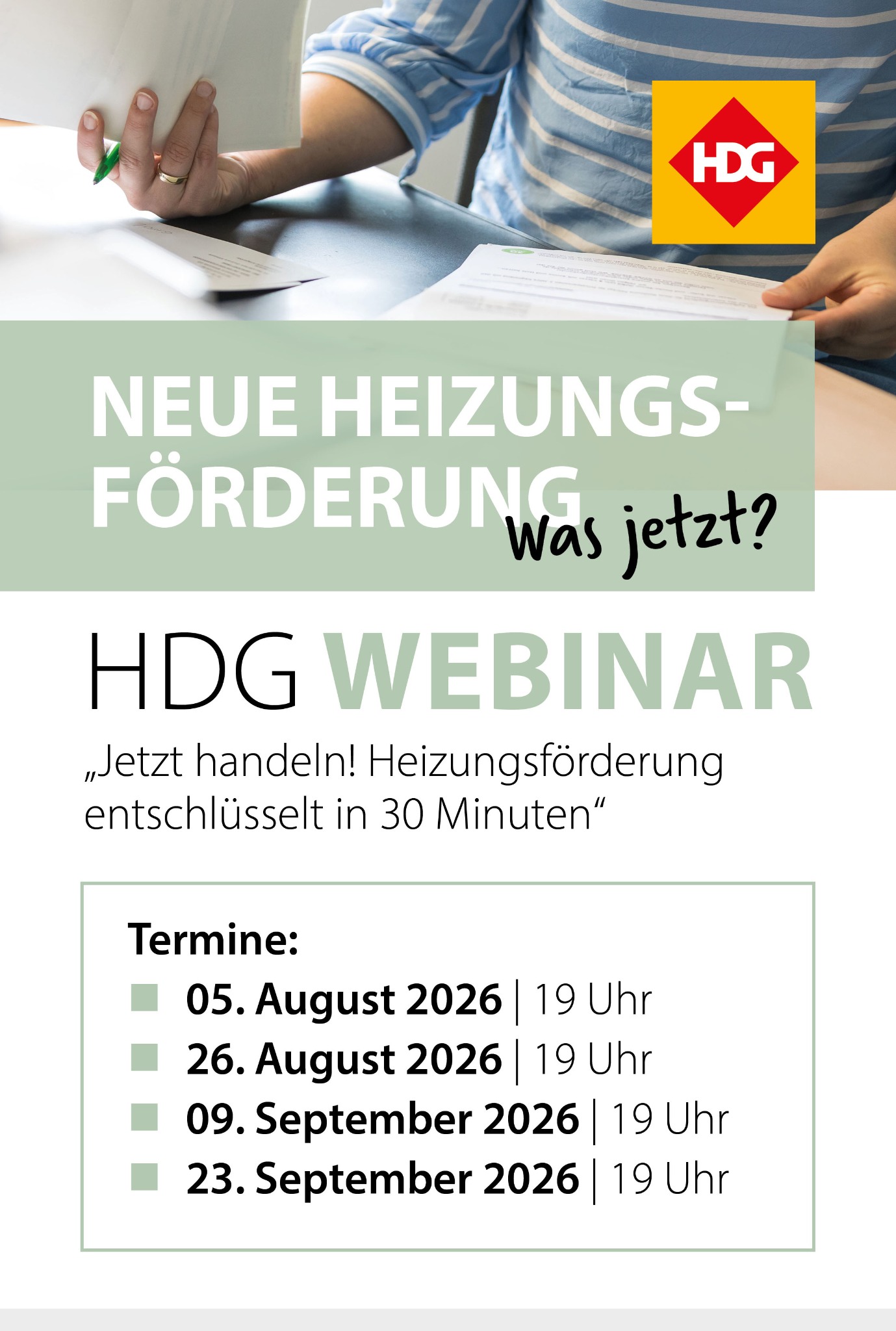 HDG Bavaria GmbH Facebook ad: Kostenloses Webinar - jetzt anmelden!