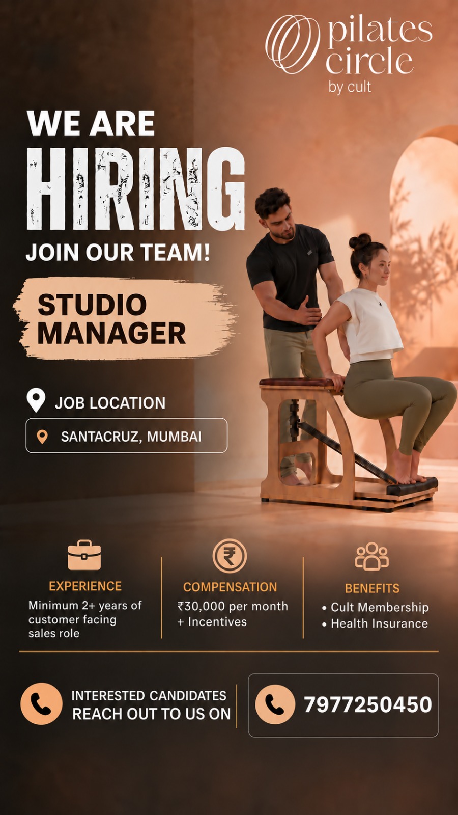 Pilates Circle by cult Facebook ad: Join Our Team as Studio Manager