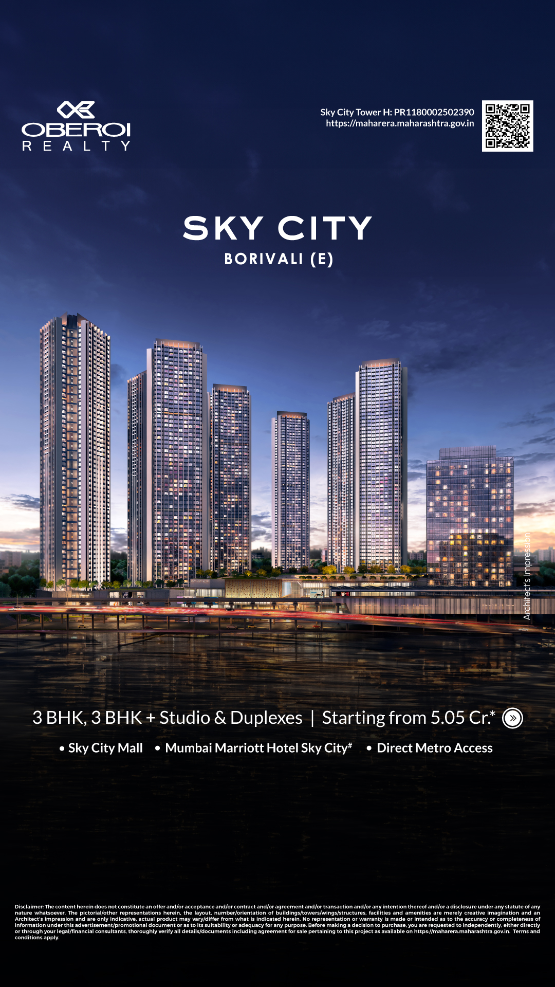 Oberoi Realty Facebook ad: Luxury 3 BHK from ₹5.05Cr.* | Sky City