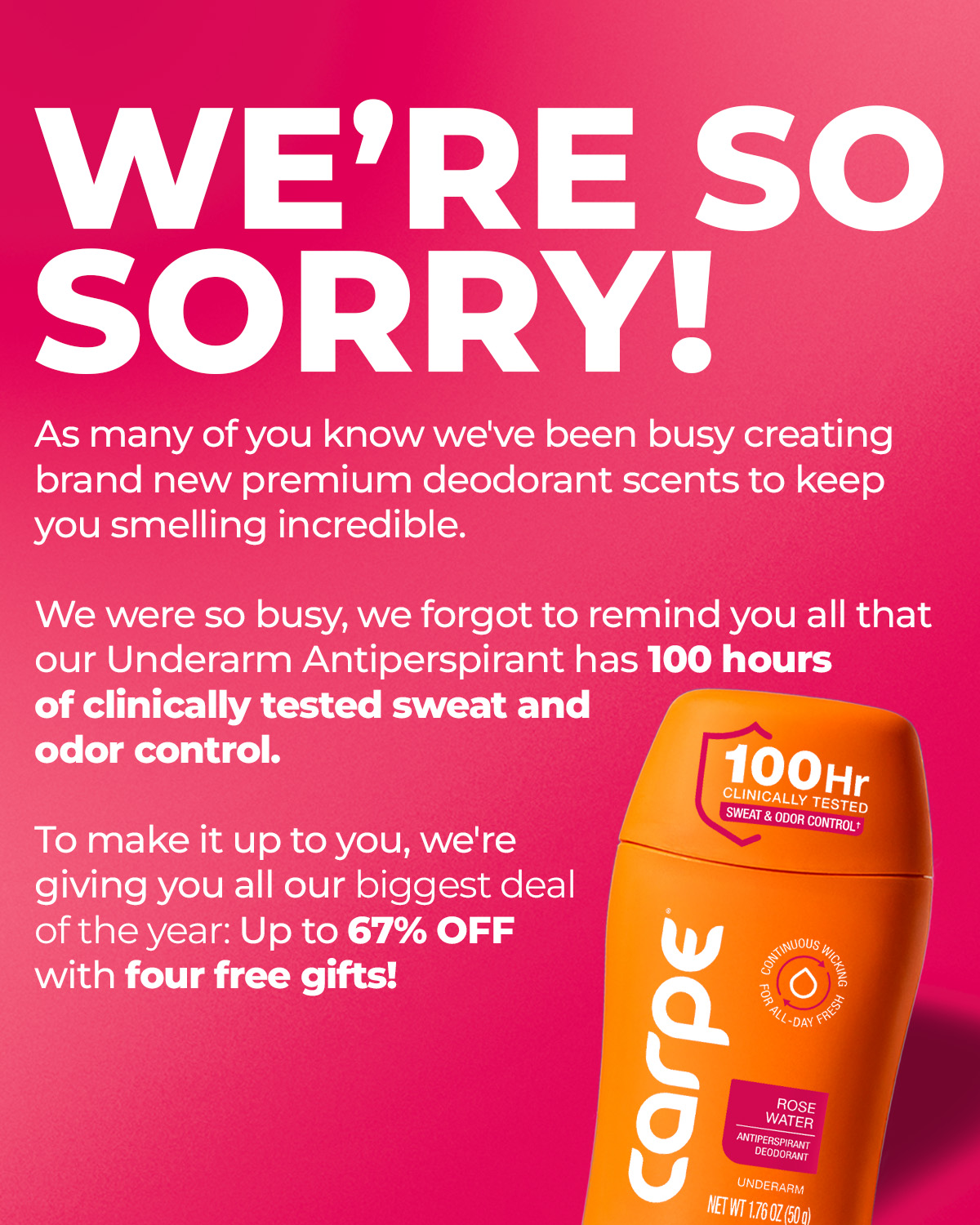 Carpe Facebook ad: UP TO 67% OFF WITH 4 FREE GIFTS - Get Smarter Sweat…