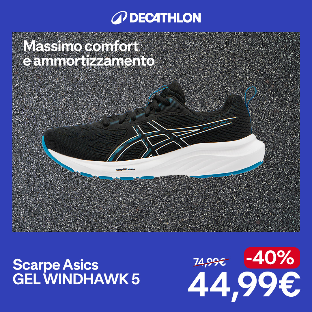 Decathlon Italia Facebook ad: Asics Gel Windhawk 5