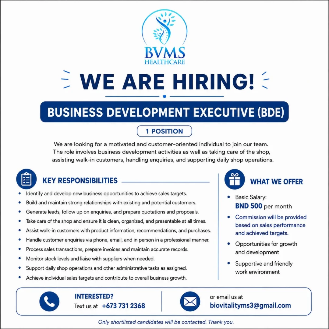Biovitality Medical Supplies Facebook ad: WE'RE HIRING!