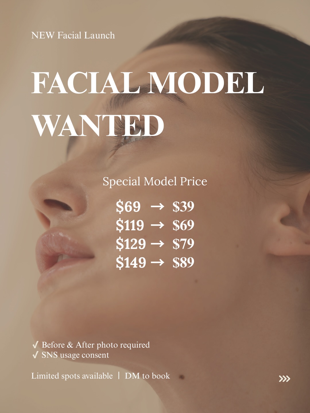 venessnaillounge Facebook ad: NEW Facial Programs are now available.