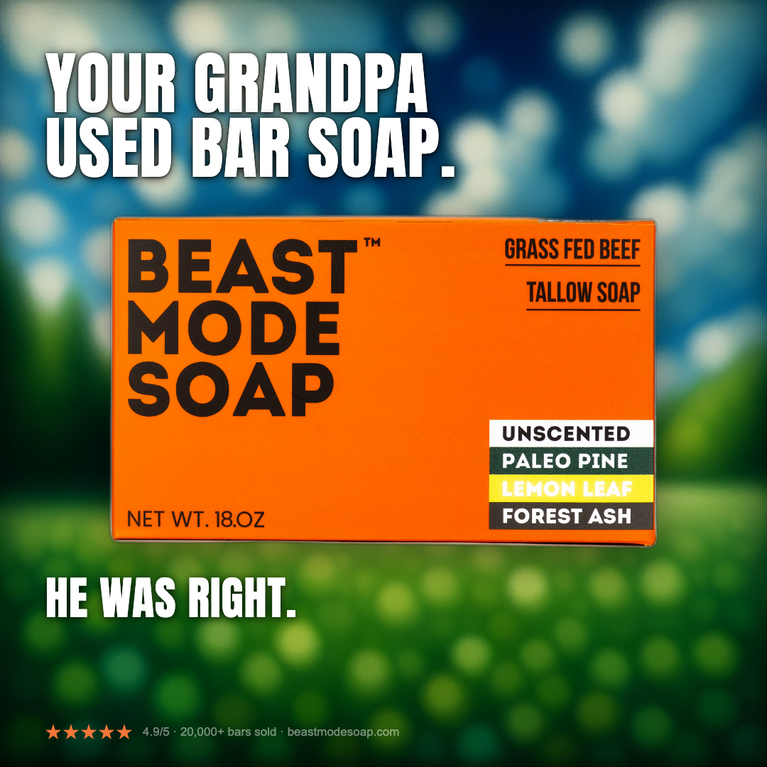 Beast Mode Soap Facebook ad: Your Grandpa Used Bar Soap. He Was Right.
