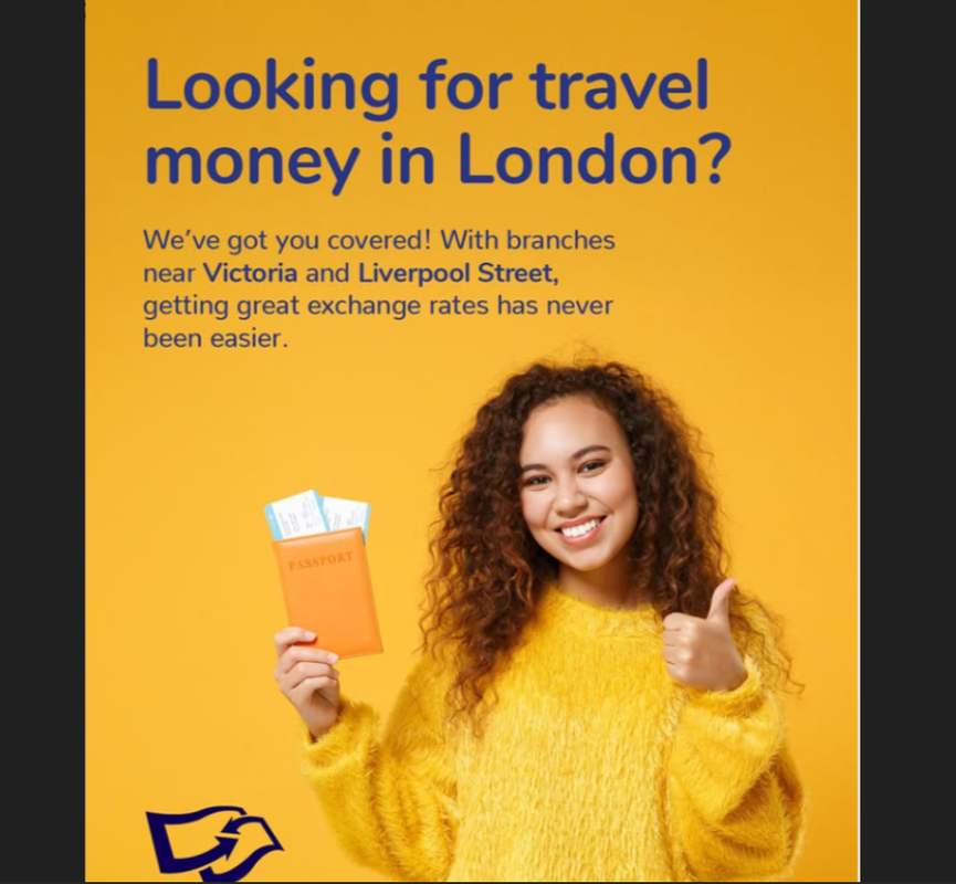 Access Bureau Limited Facebook ad: London’s Trusted Currency Exchange.