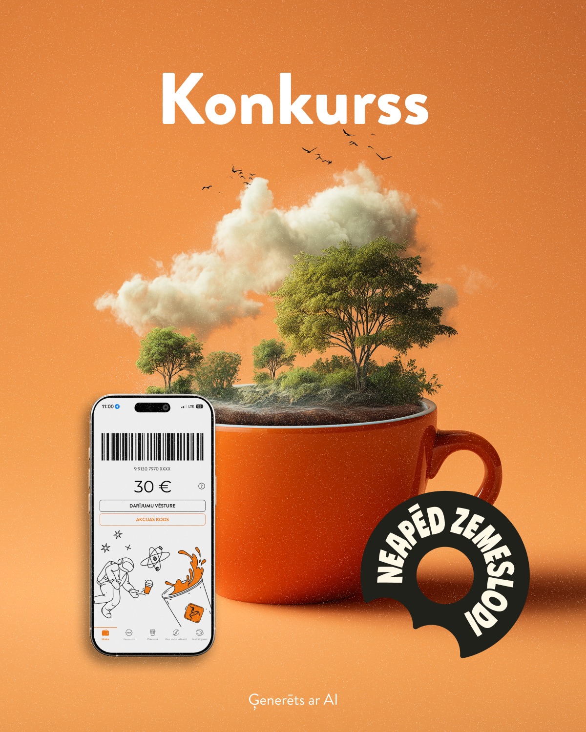 Caffeine LV Facebook ad: Neapēd zemeslodi mēnesis rit pilnā sparā, tāpēc piedalies…