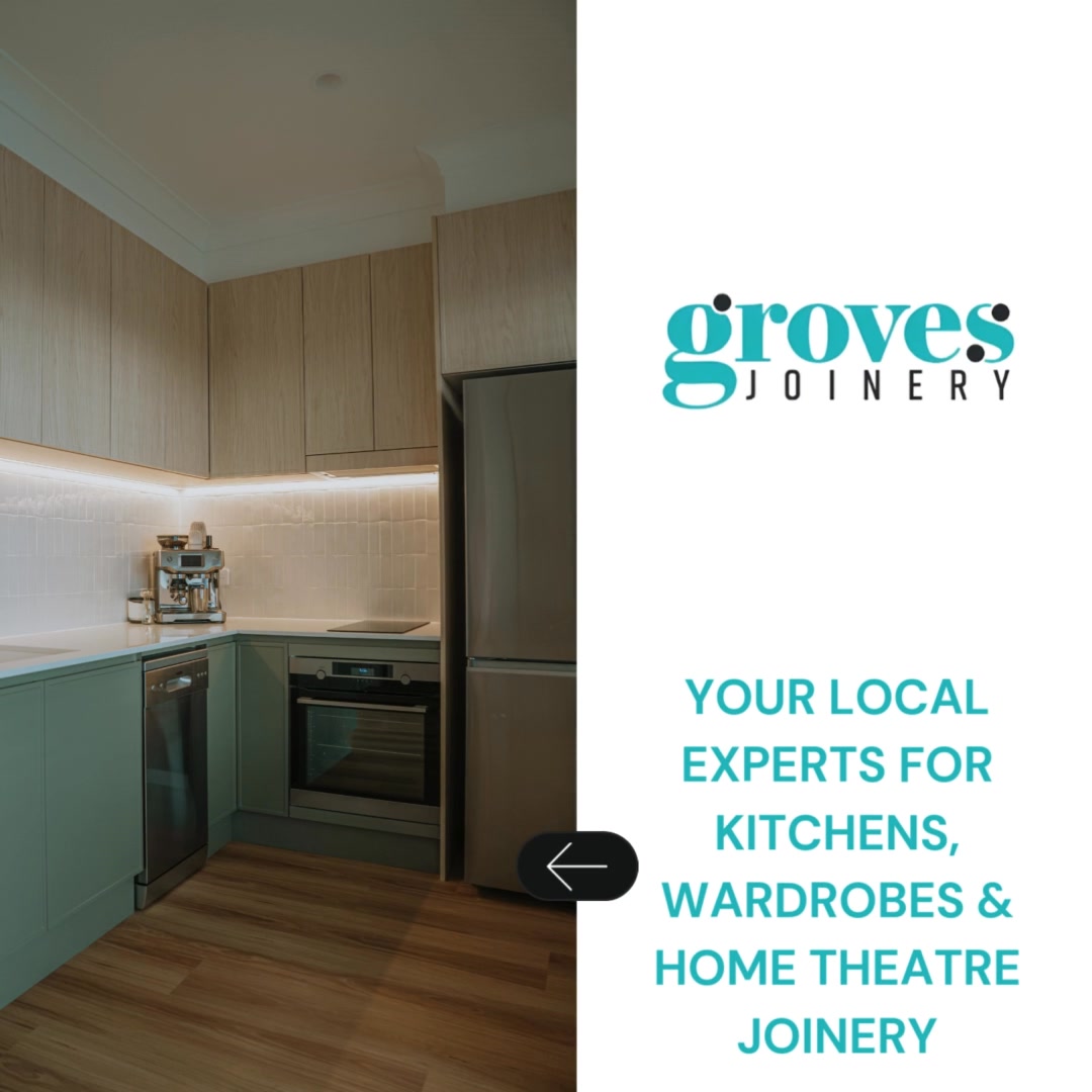 Groves Joinery Facebook ad: Theatre Rooms, Wardrobes & More Done Right