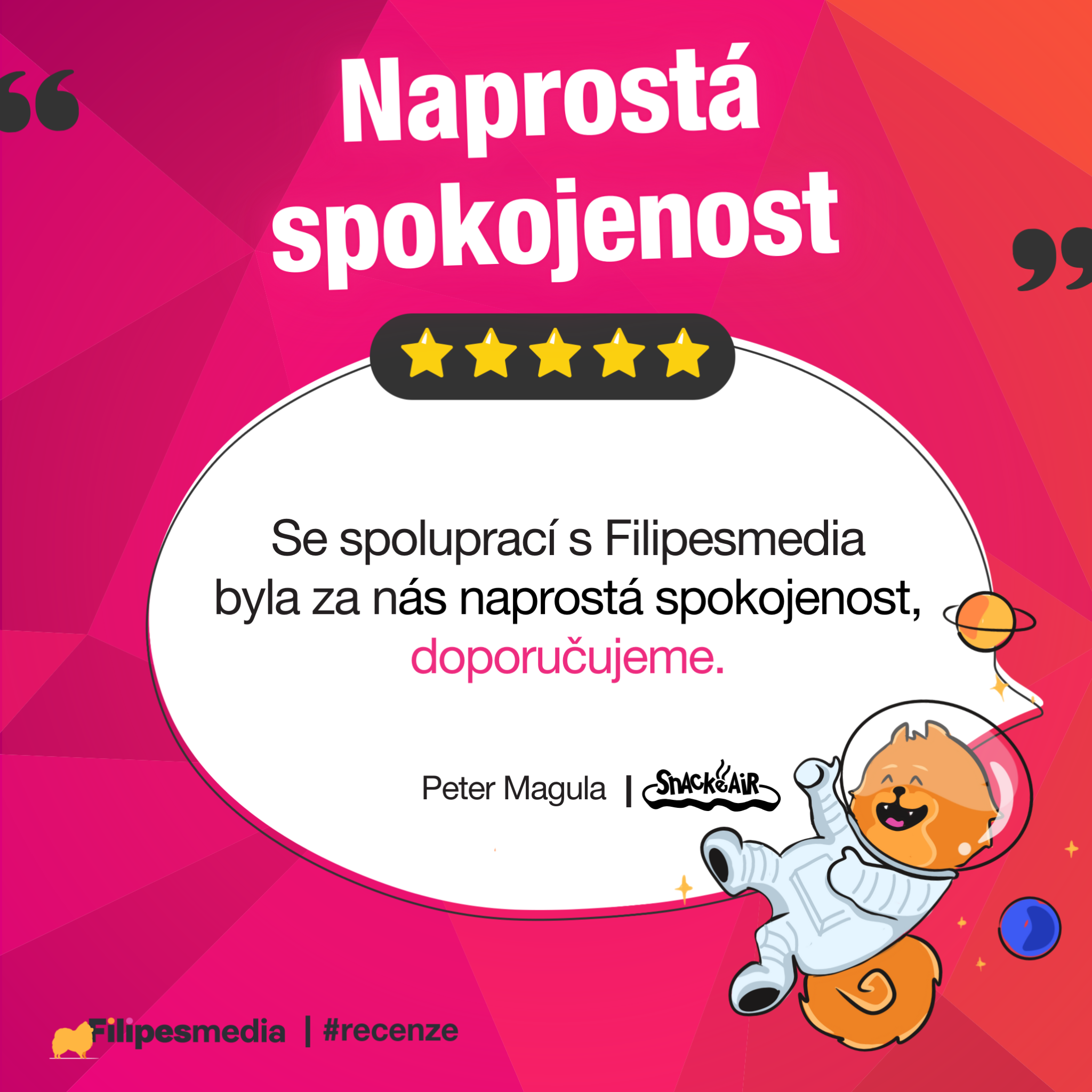 Filipesmedia Facebook ad: Děkujeme za důvěru a těšíme se na další…