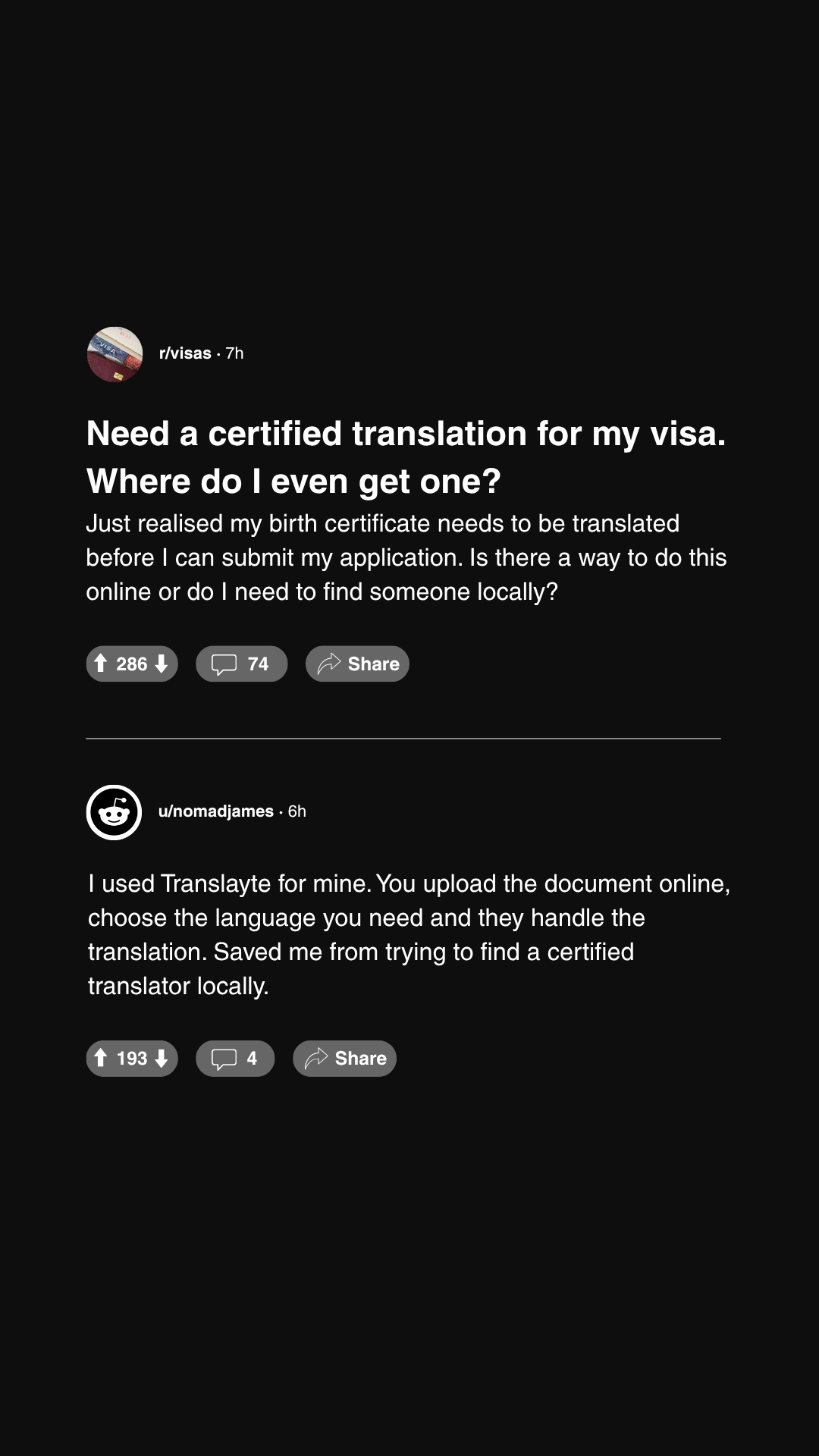 Translayte Facebook ad: Certified in 30+ Countries. Delivered from 12hrs.