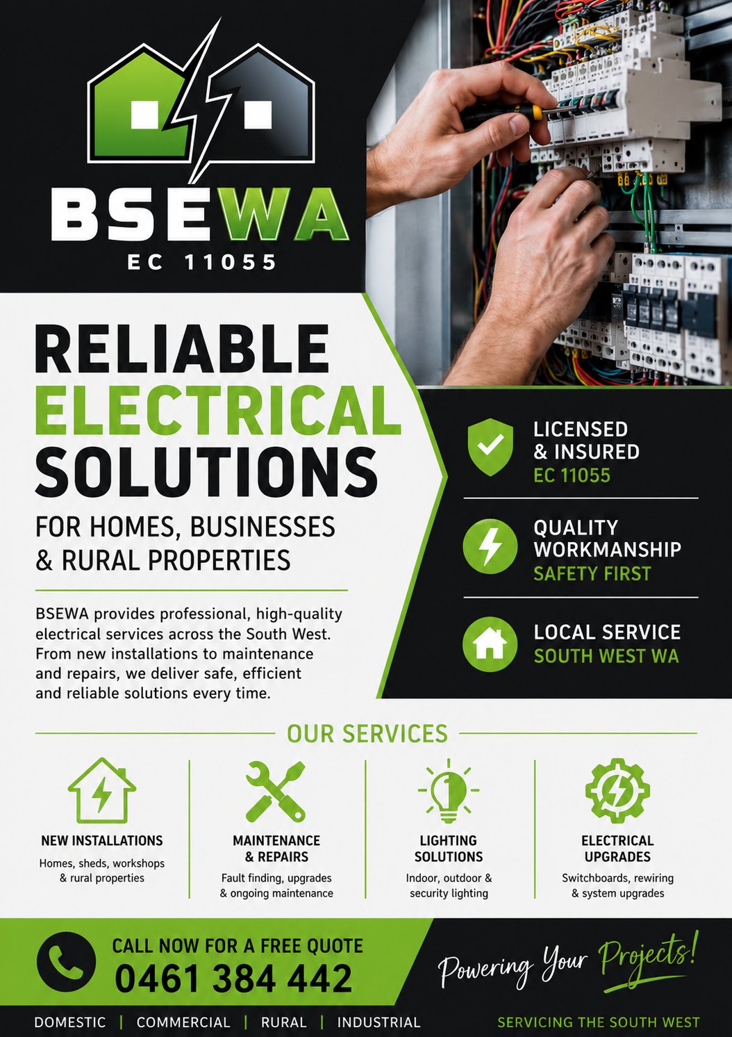 BSEWA Electrical Contractor Facebook ad: For all your electrical needs give Brad a…