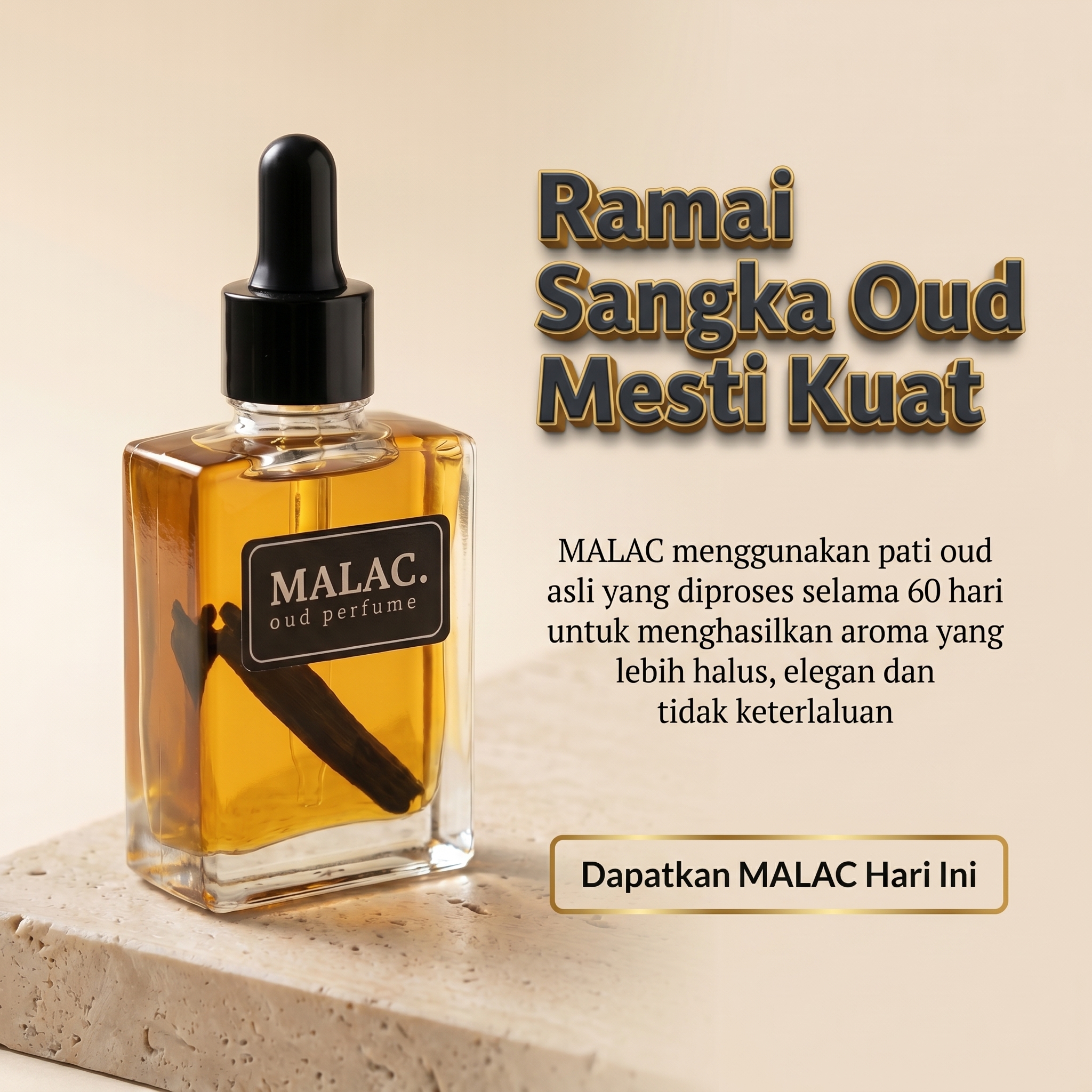 Malac Oud Perfume Facebook ad: Tampil Kemas Dengan Oud Yang Tepat