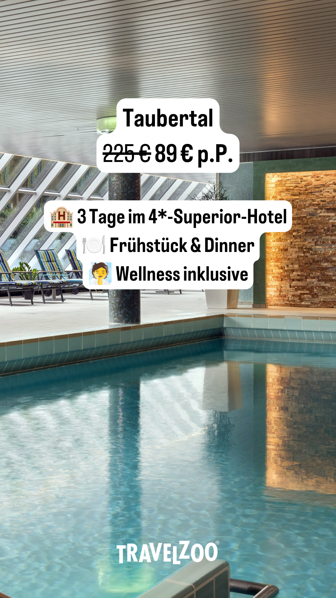 Travelzoo Facebook ad: 3 Tage Taubertal für 89 € p. P.