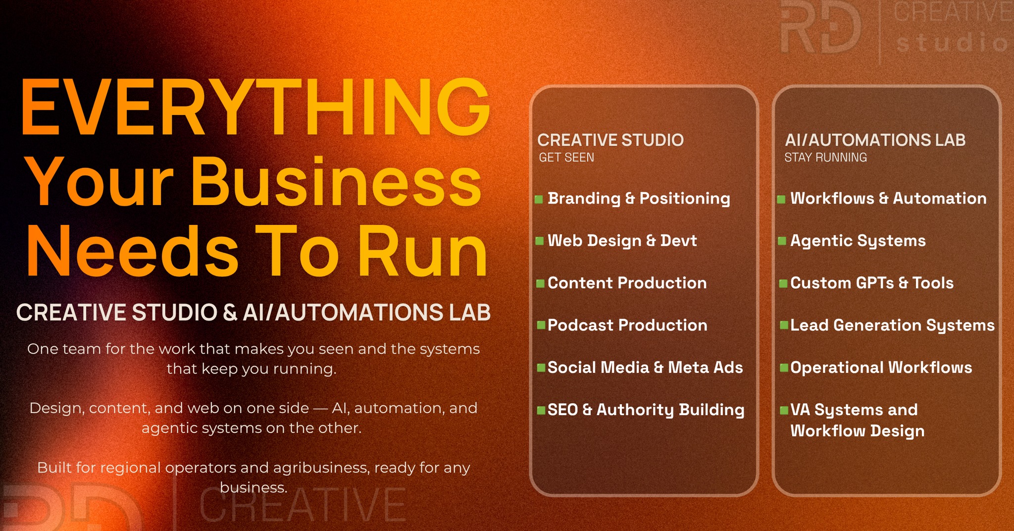 RD Creative Studio Facebook ad: Two halves of the same studio.