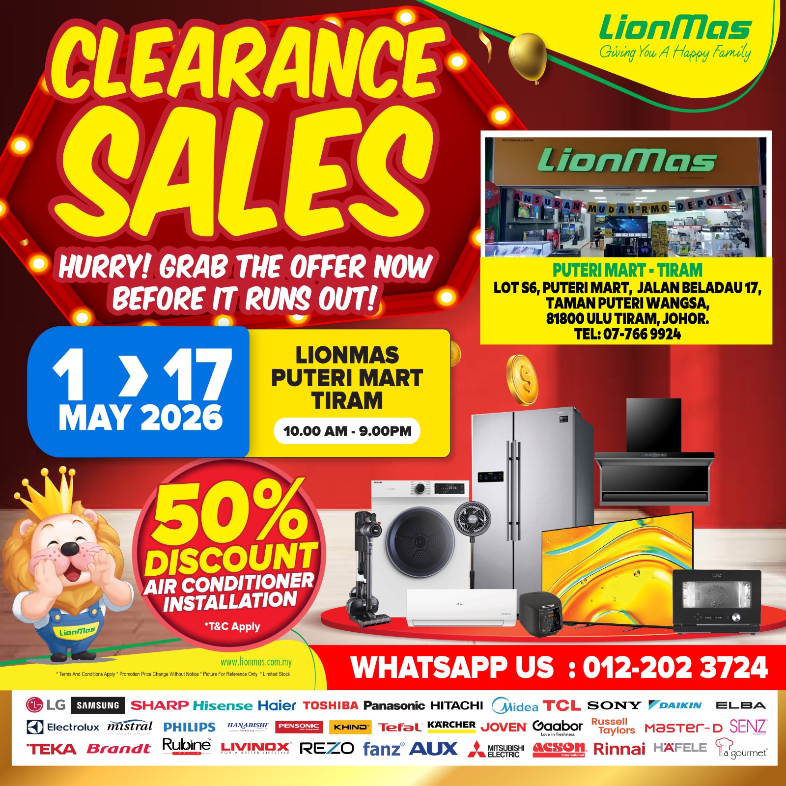 Lionmas Furnishers HQ Facebook ad: Massive Clearance Sale @ Lionmas Putri Mart Ulu…