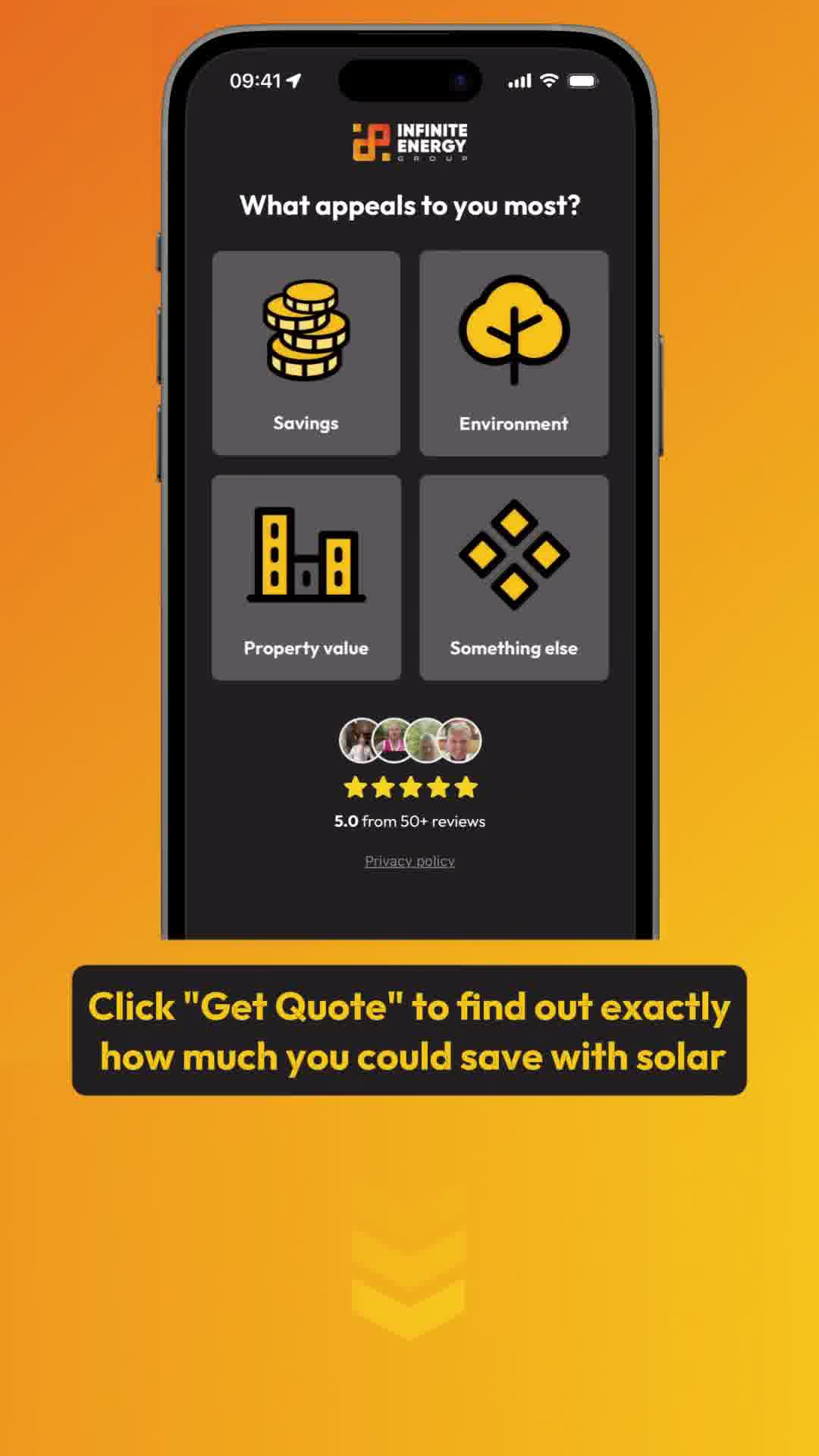 Infinite Energy Group Facebook ad from Feb 13, 2026