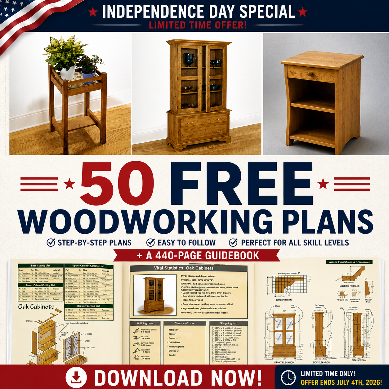 Woodworking Mastery Facebook ad: Free Woodworking Plans!