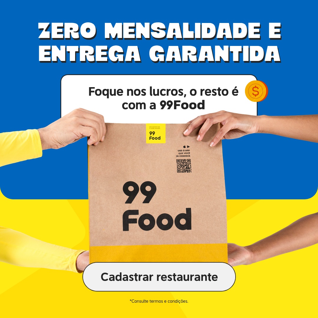 Vou de 99 Facebook ad: Cadastre seu restaurante agora