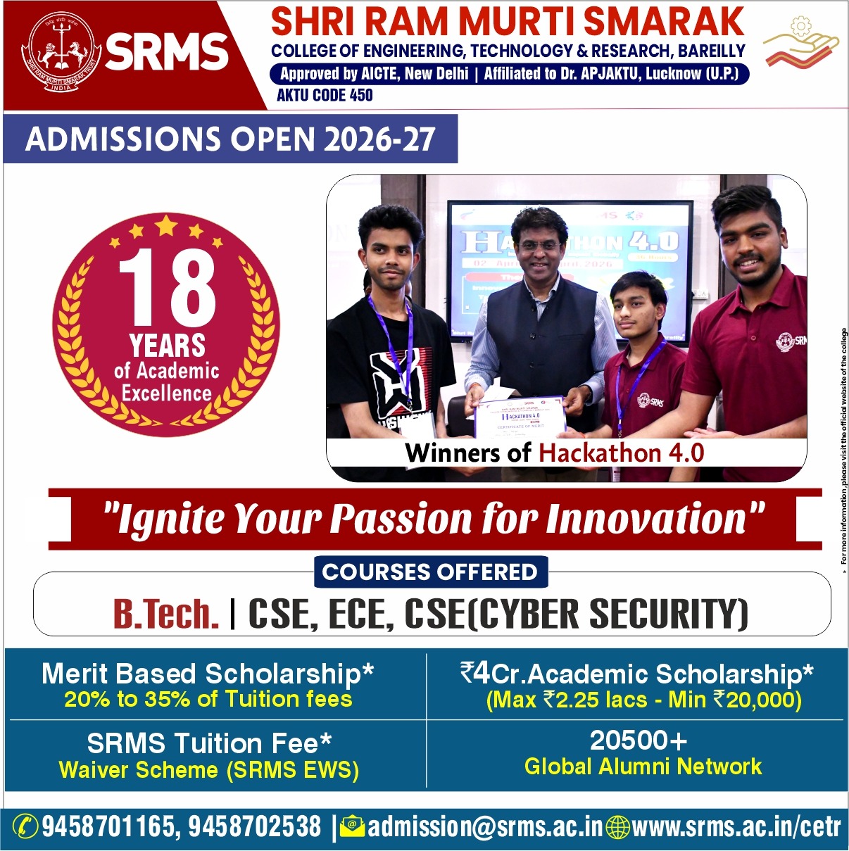SRMS College of Engineering,Technology and Research Facebook ad: Courses Available