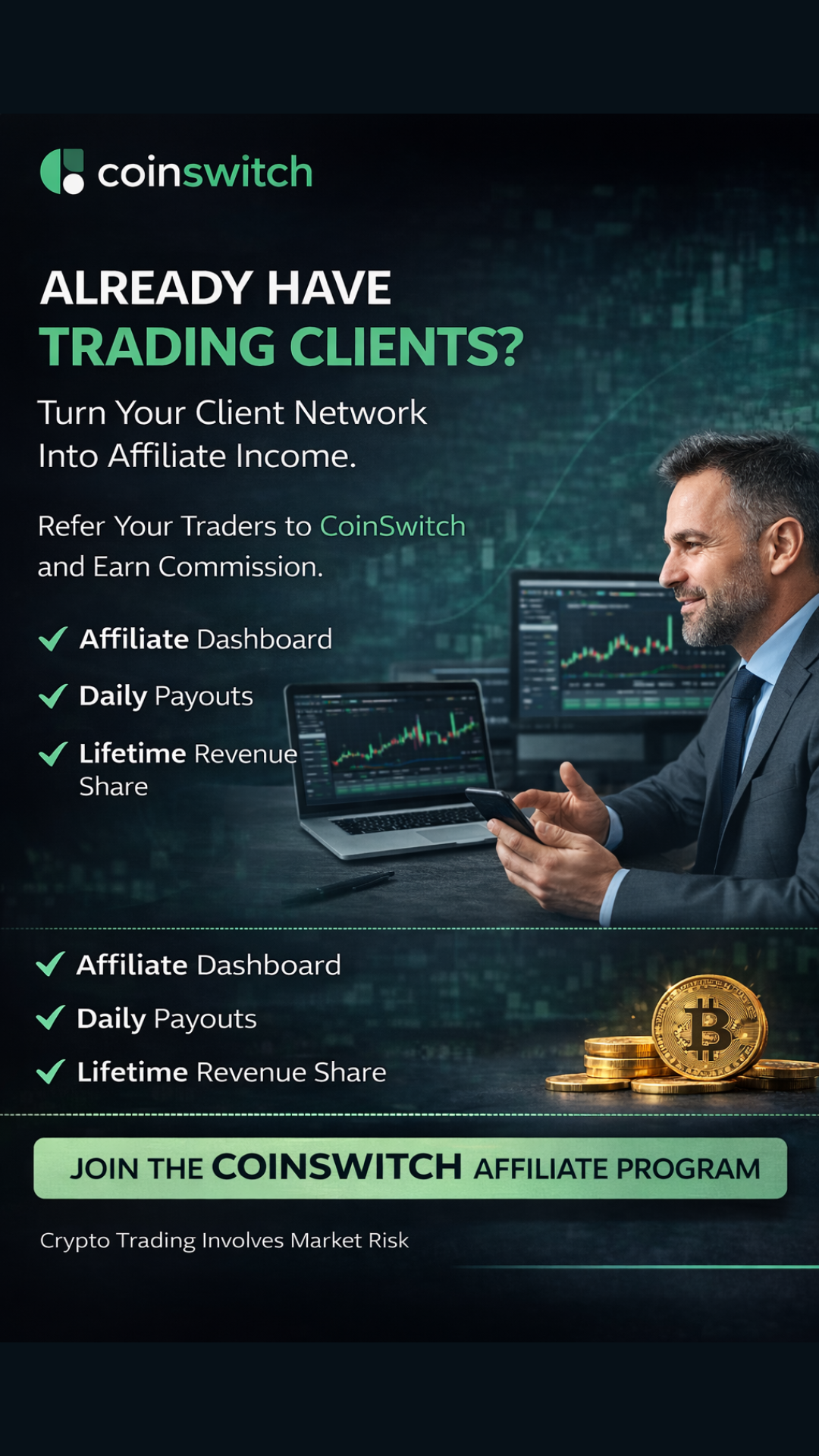 CoinSwitch Affiliate Partners India Facebook ad from Mar 11, 2026