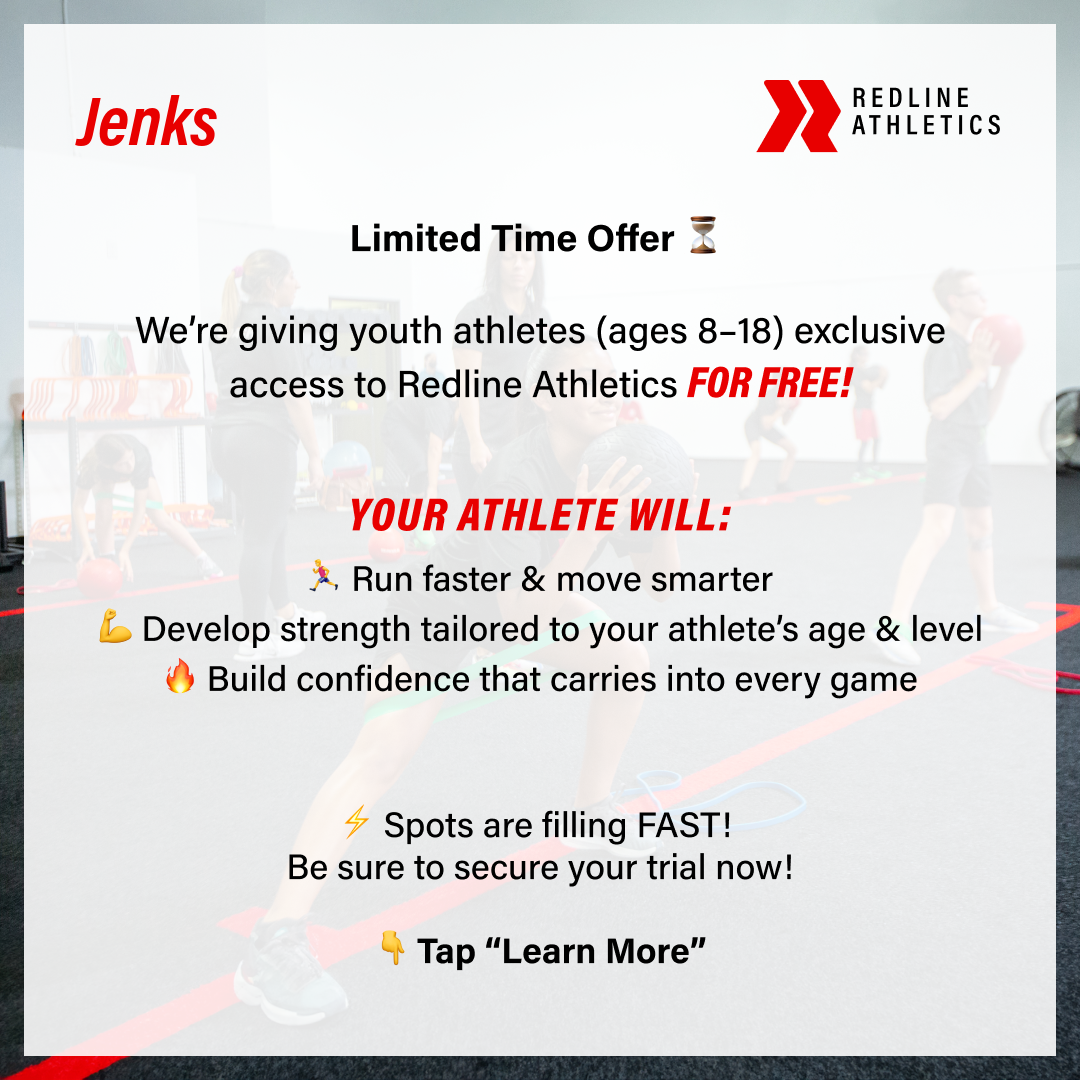 Redline Athletics Jenks Facebook ad: Youth Athletic Training in Jenks
