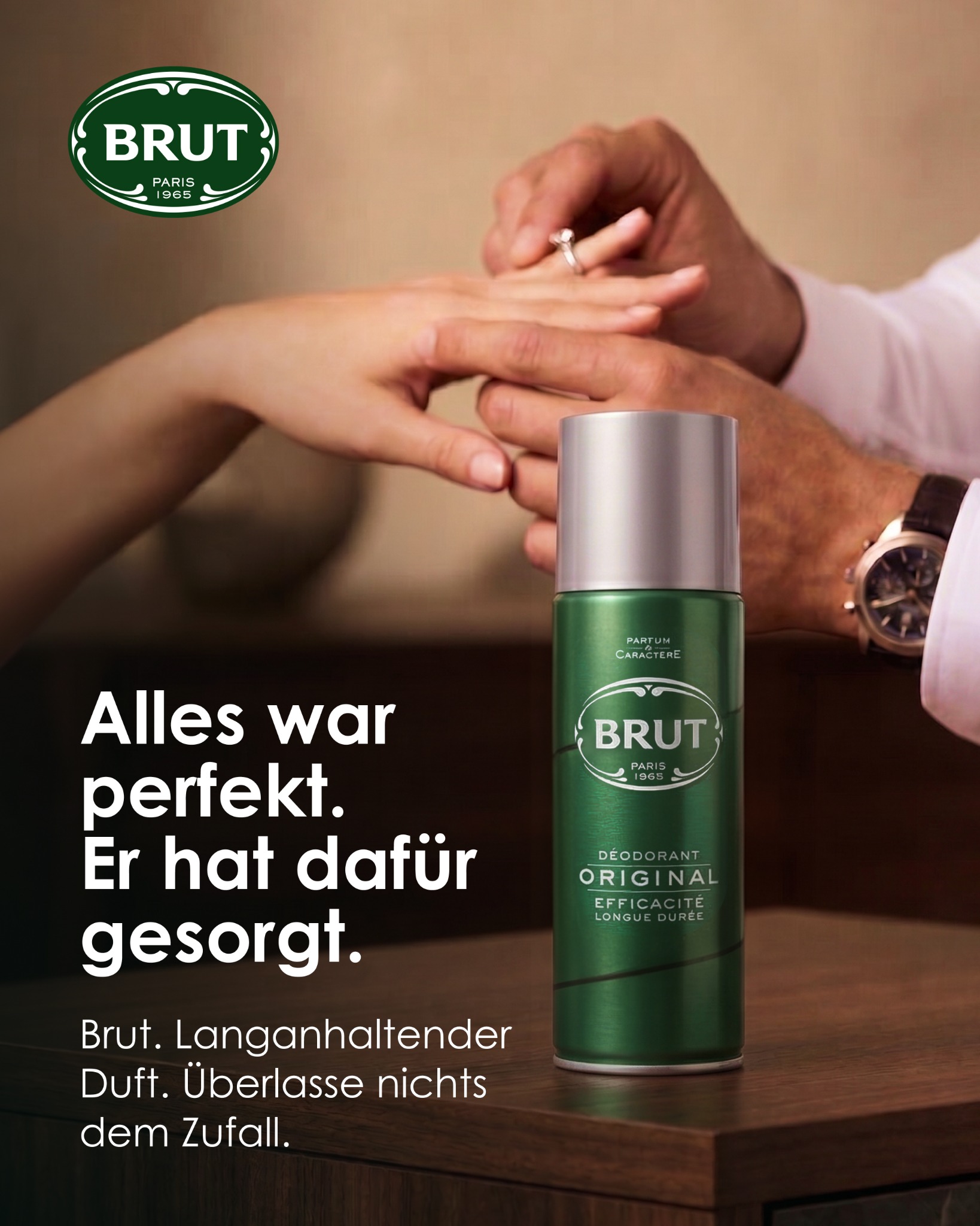 BRUT Facebook ad: Brut Deospray, jetzt bei Rossmann erhältlich