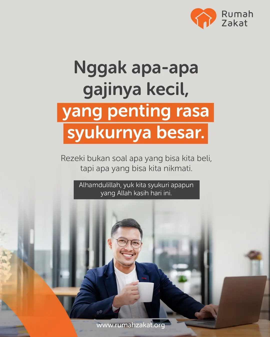 Rumah Zakat Facebook ad: Kalo soal rezeki jangan pernah khawatir ya, karena…