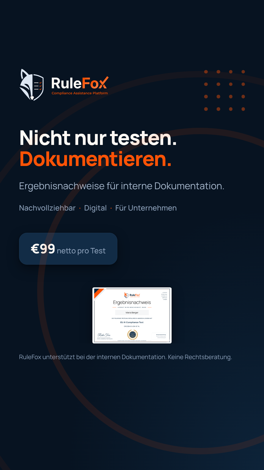 Rulefox Facebook ad: EU AI Compliance Test