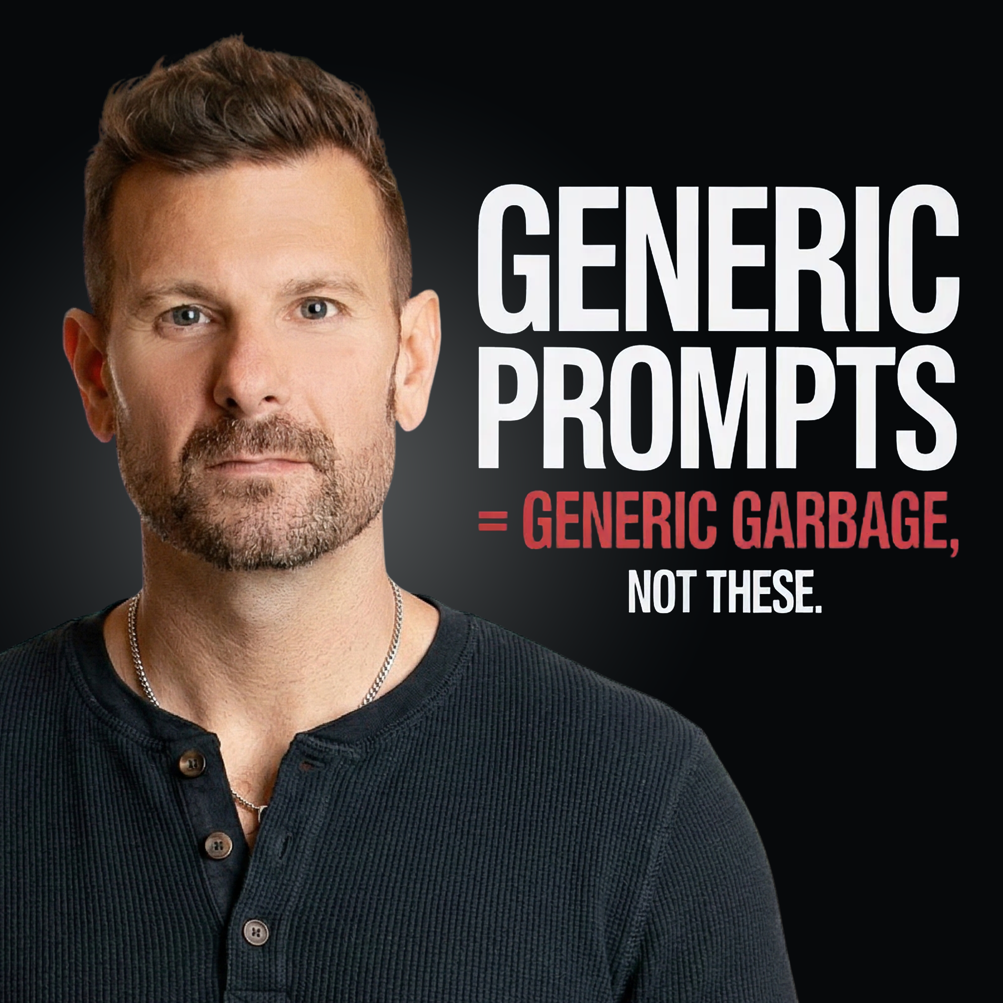 Tyson Zahner: Attraction Marketing Coach Facebook ad: Generic Prompts = Generic Garbage. Not These.