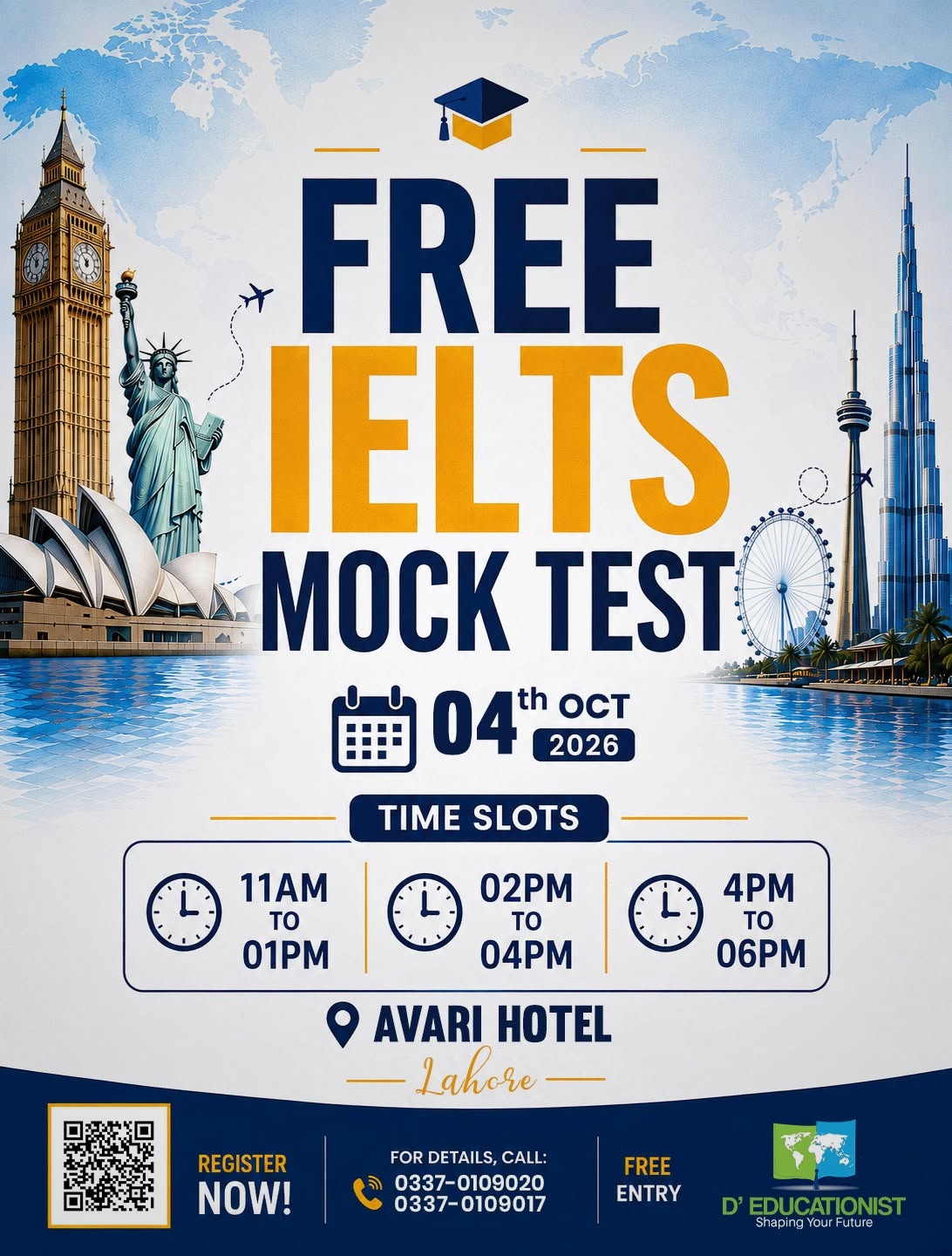 D' Educationist Facebook ad: FREE IELTS Mock Test, Lahore
