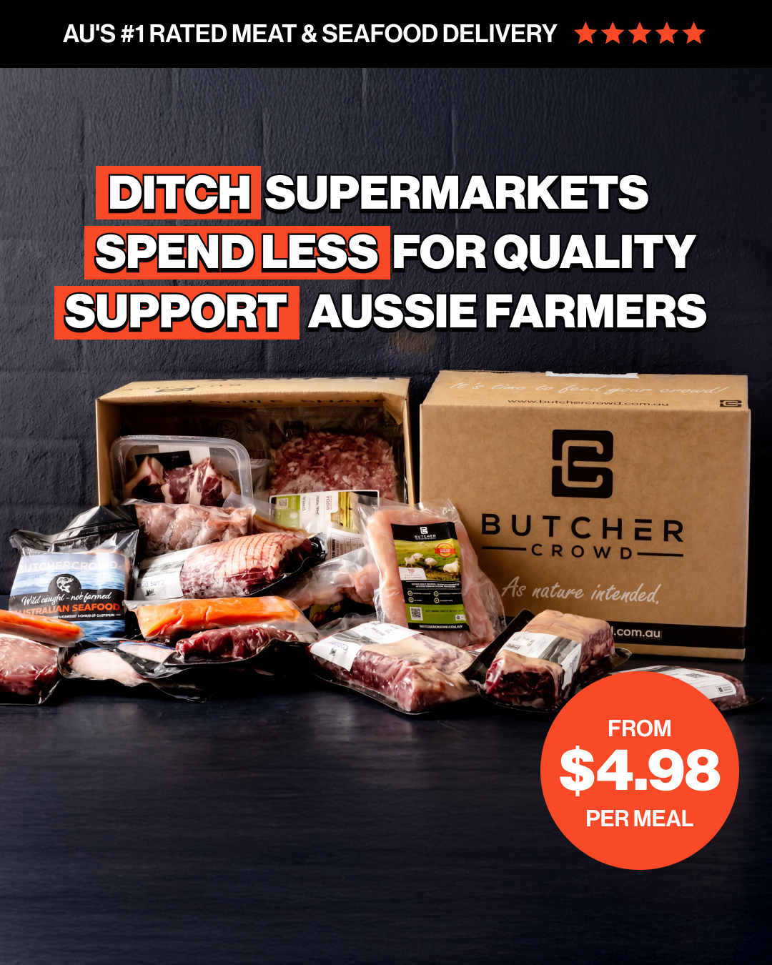 ButcherCrowd Facebook ad: Ditch The Supermarket Meat Aisle