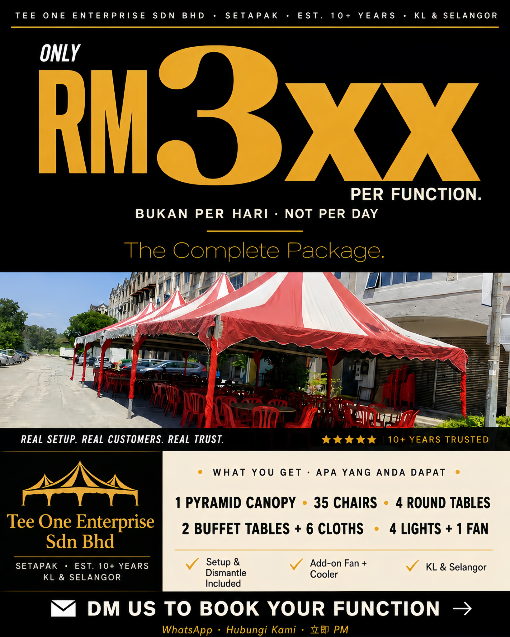 池源铁布棚出租服务Chee Yuan Enterprise Facebook ad: Canopy Rental hanya RM3xx