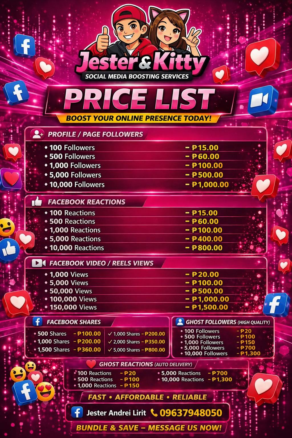 Jester&Kitty Social Media Boosting Services Facebook ad