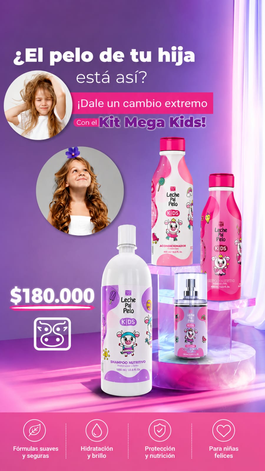 Leche Pal Pelo Facebook ad: Kit Megakids por solo $180.000
