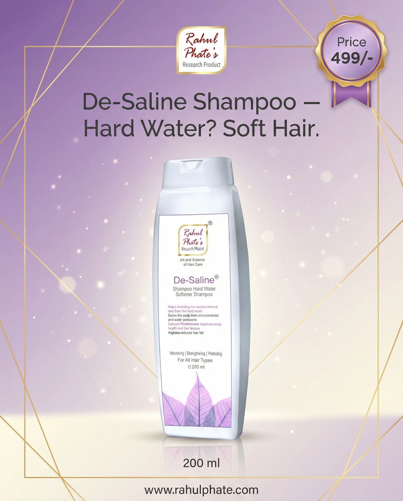 Rahul Phate's Research Product Facebook ad: Hard Water? Soft Hair.