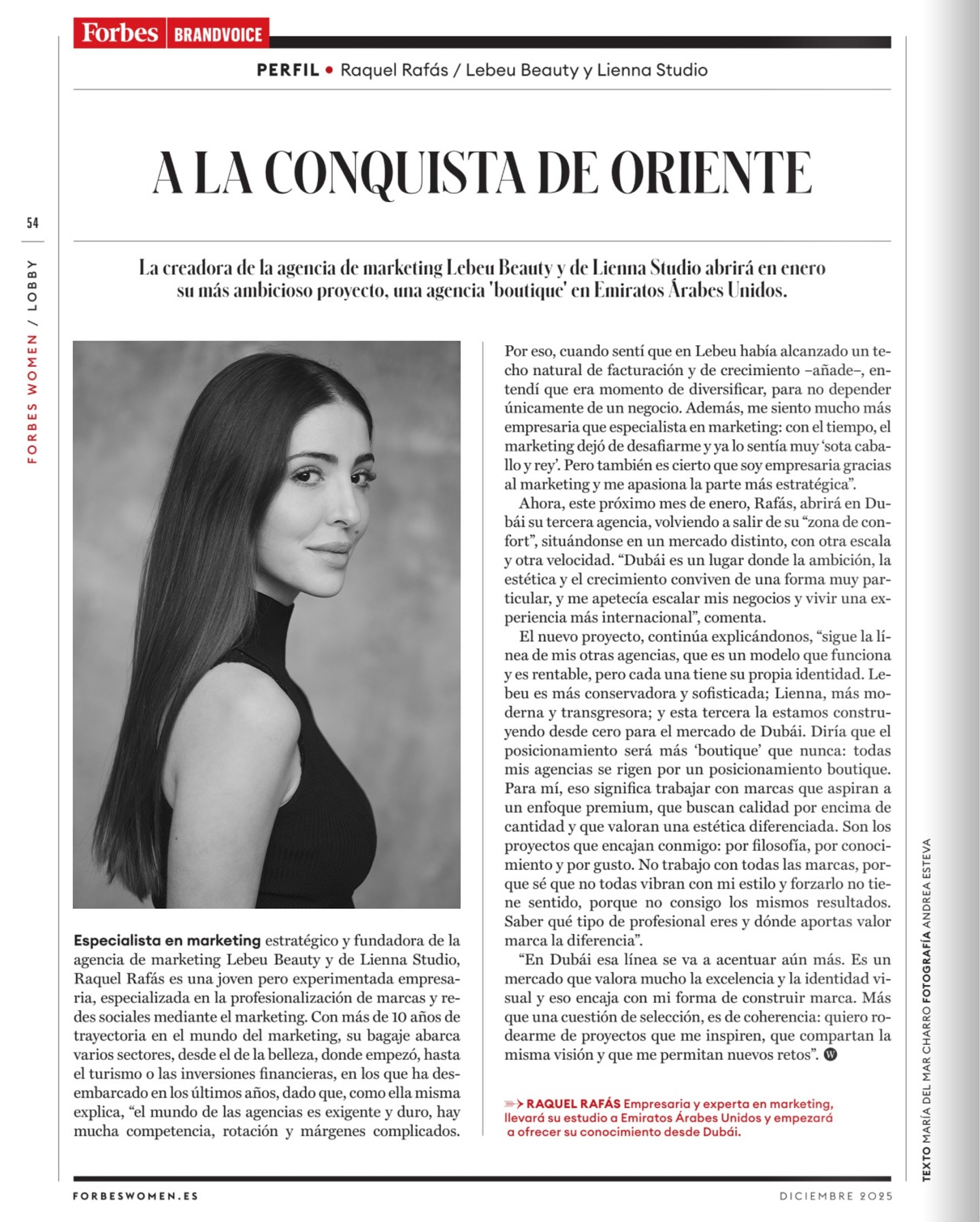 Lebeu Beauty Agency Facebook ad: Nuestra aparición en @forbeswomen_es es una consecuencia…