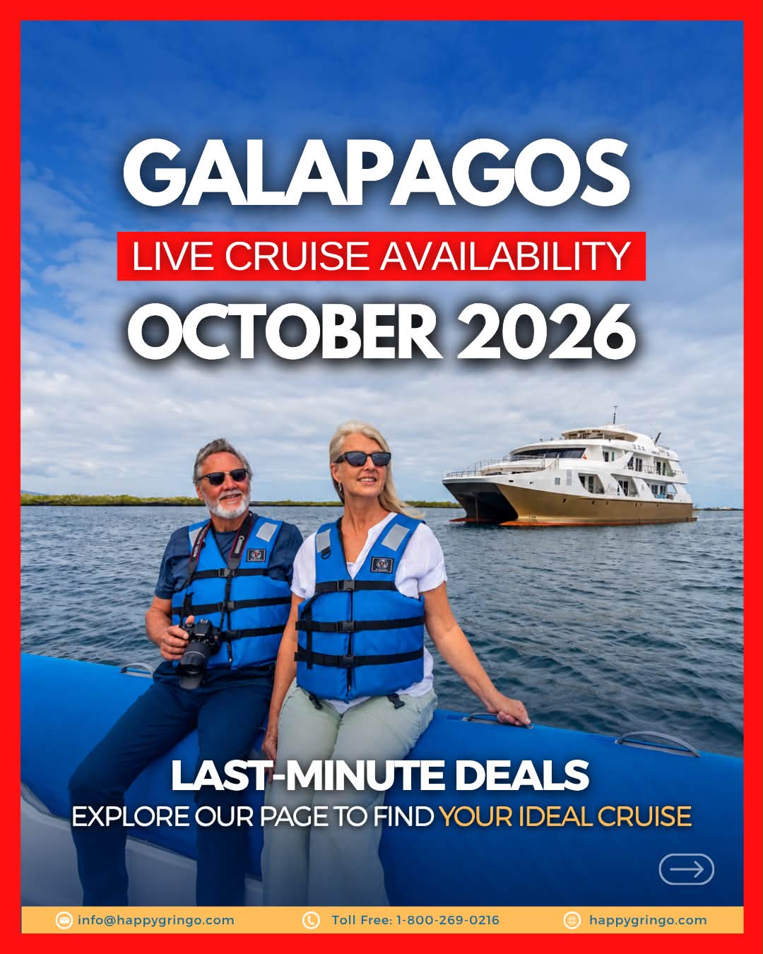 HappyGringo.com Facebook ad: Free tickets! 2-for-1 deals, and unbeatable discounts!