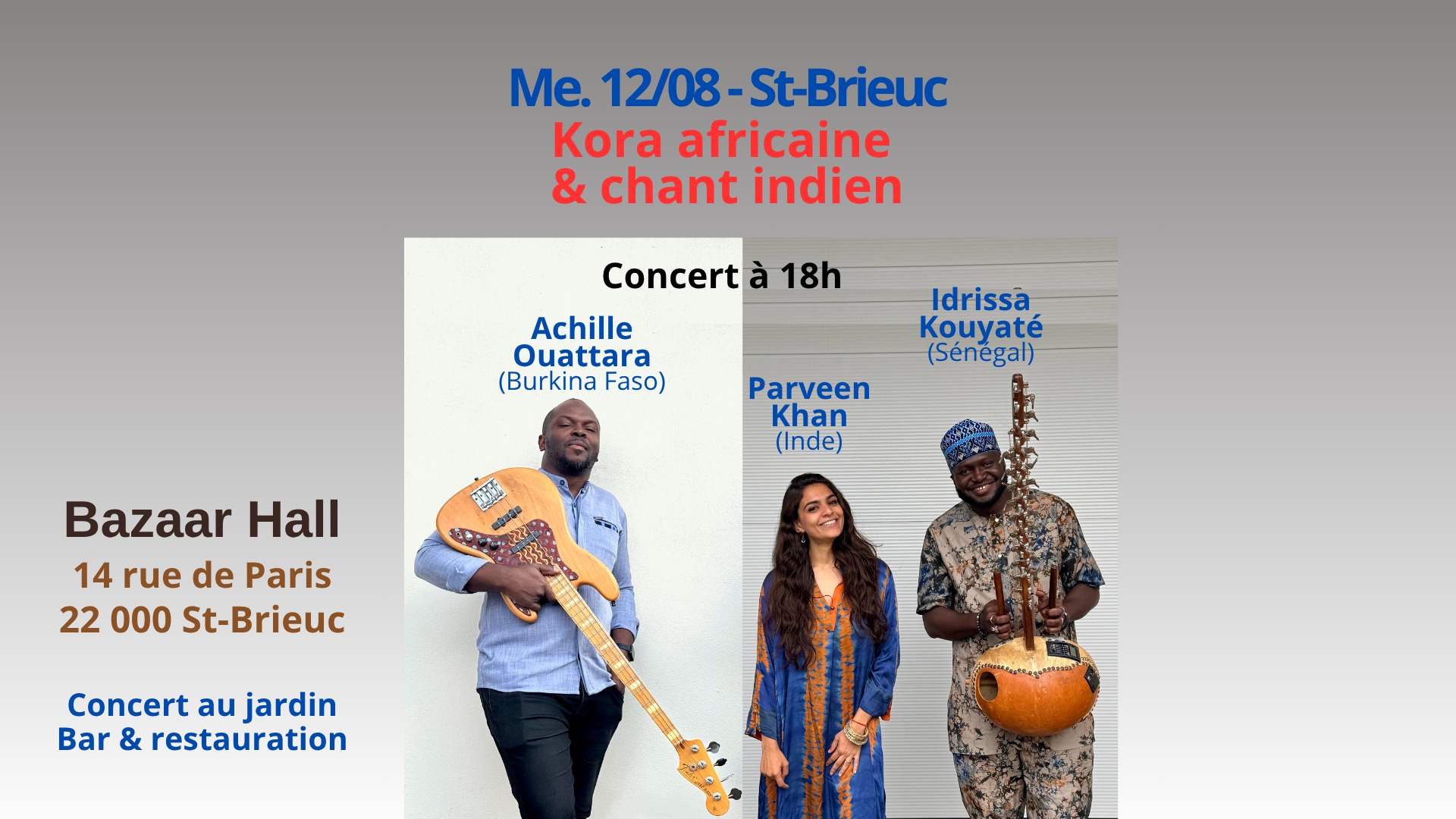LeSwan Facebook ad: Idrissa Kouyaté & Parveen Khan Trio - Saint-Brieuc, Bazaar…