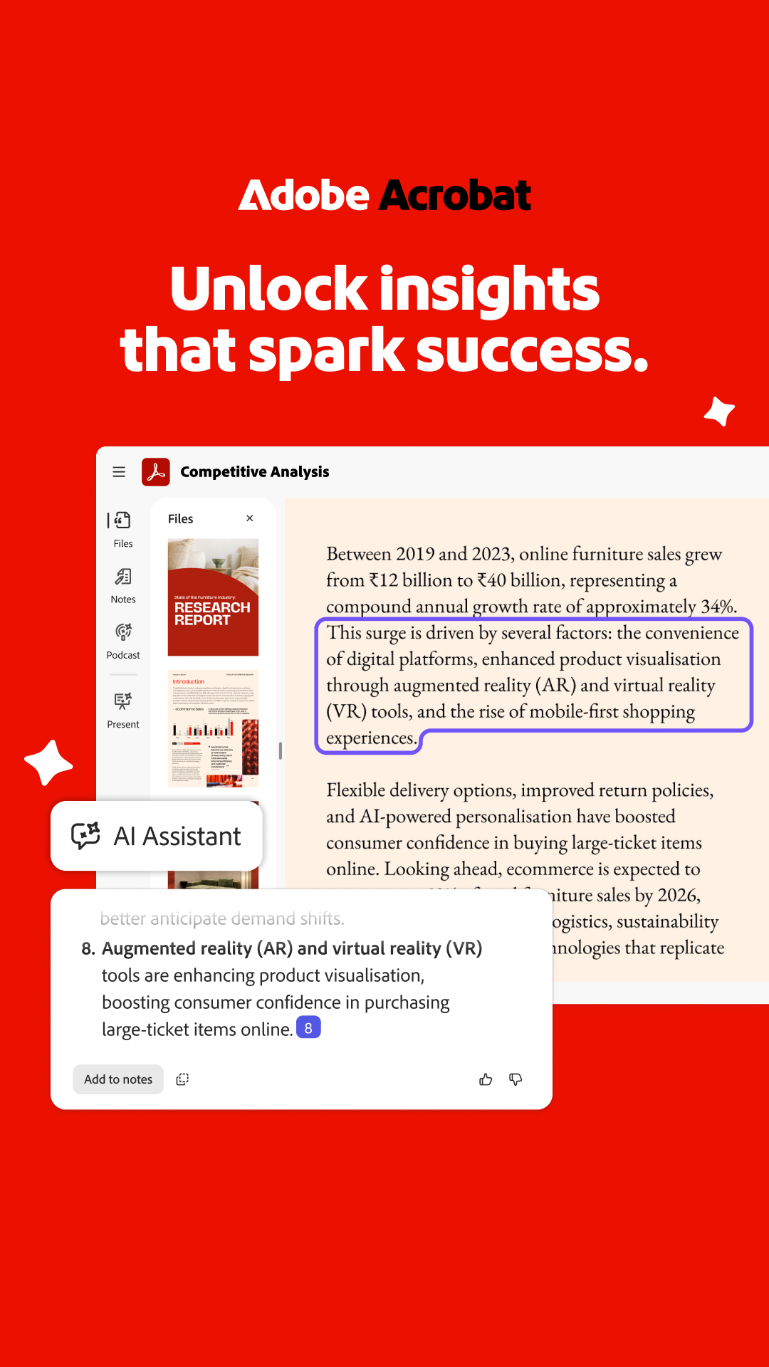 Adobe Acrobat Facebook ad: Ask and get answers, fast.