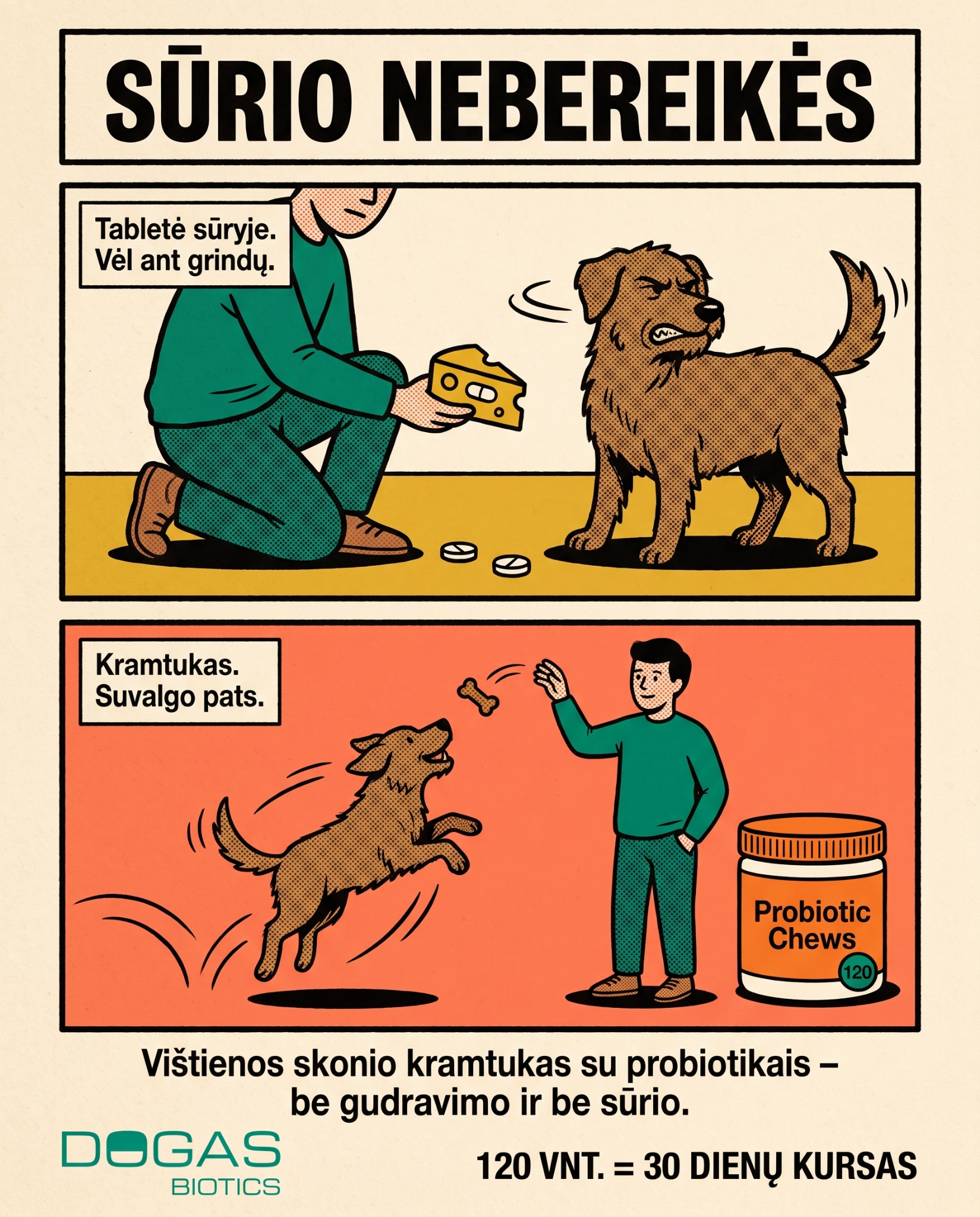 Dogas Biotics Facebook ad: Sūrio nebereikės