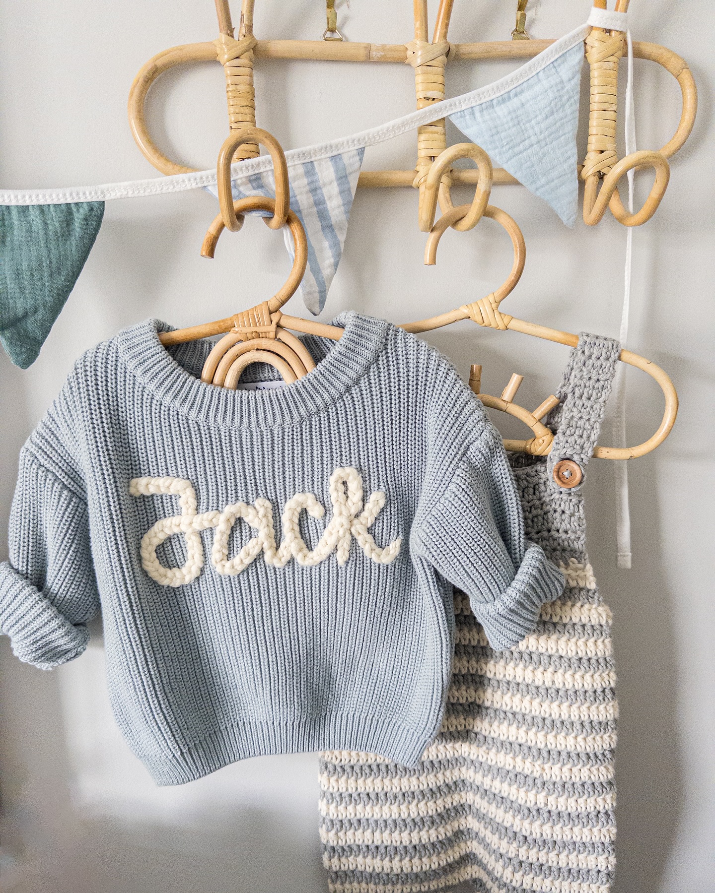 Knit Knot Facebook ad: Hand-Embroidered, Personalized Name Sweaters for Babies &…