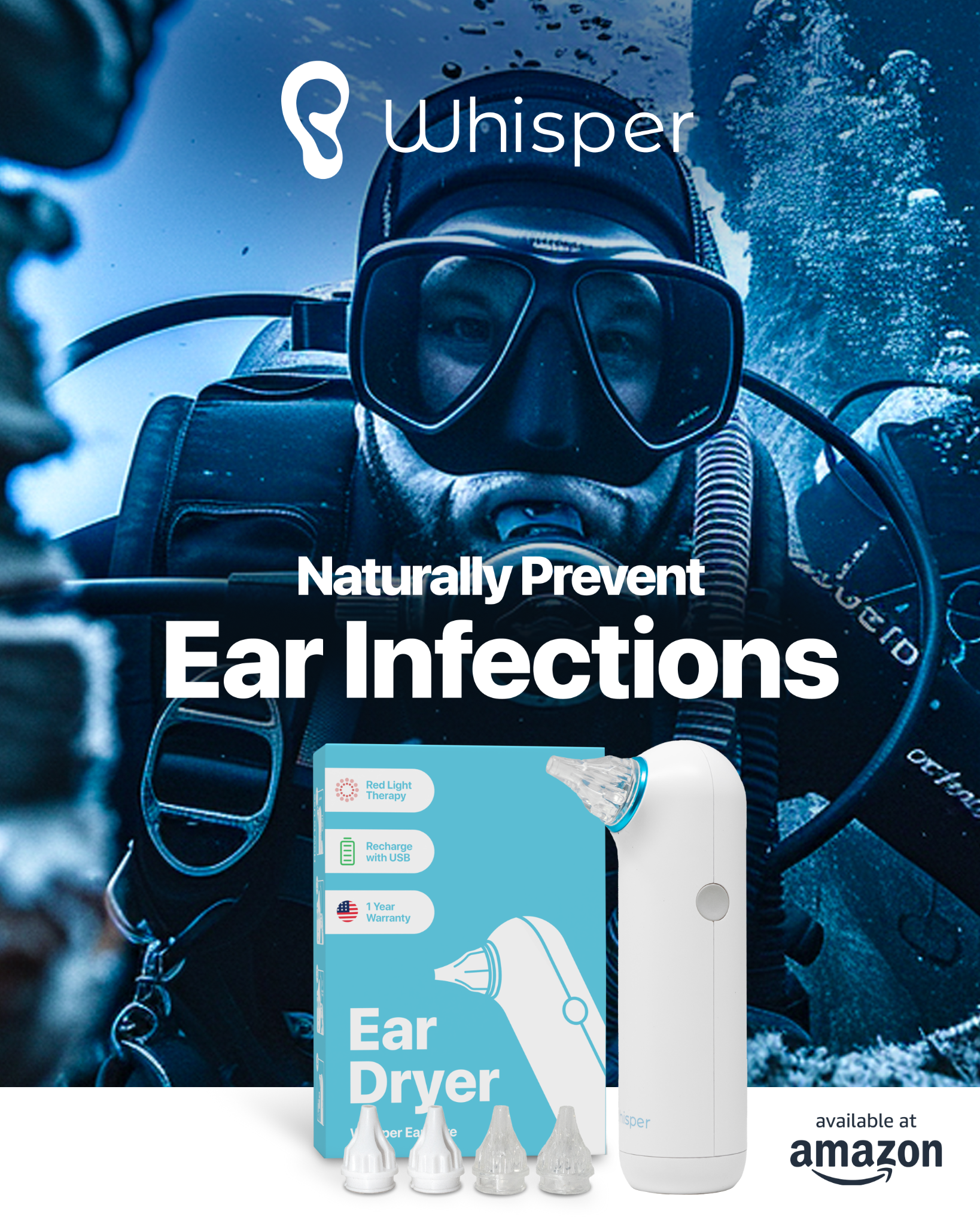 Whisper Ear Care Facebook ad: Prime Shipping