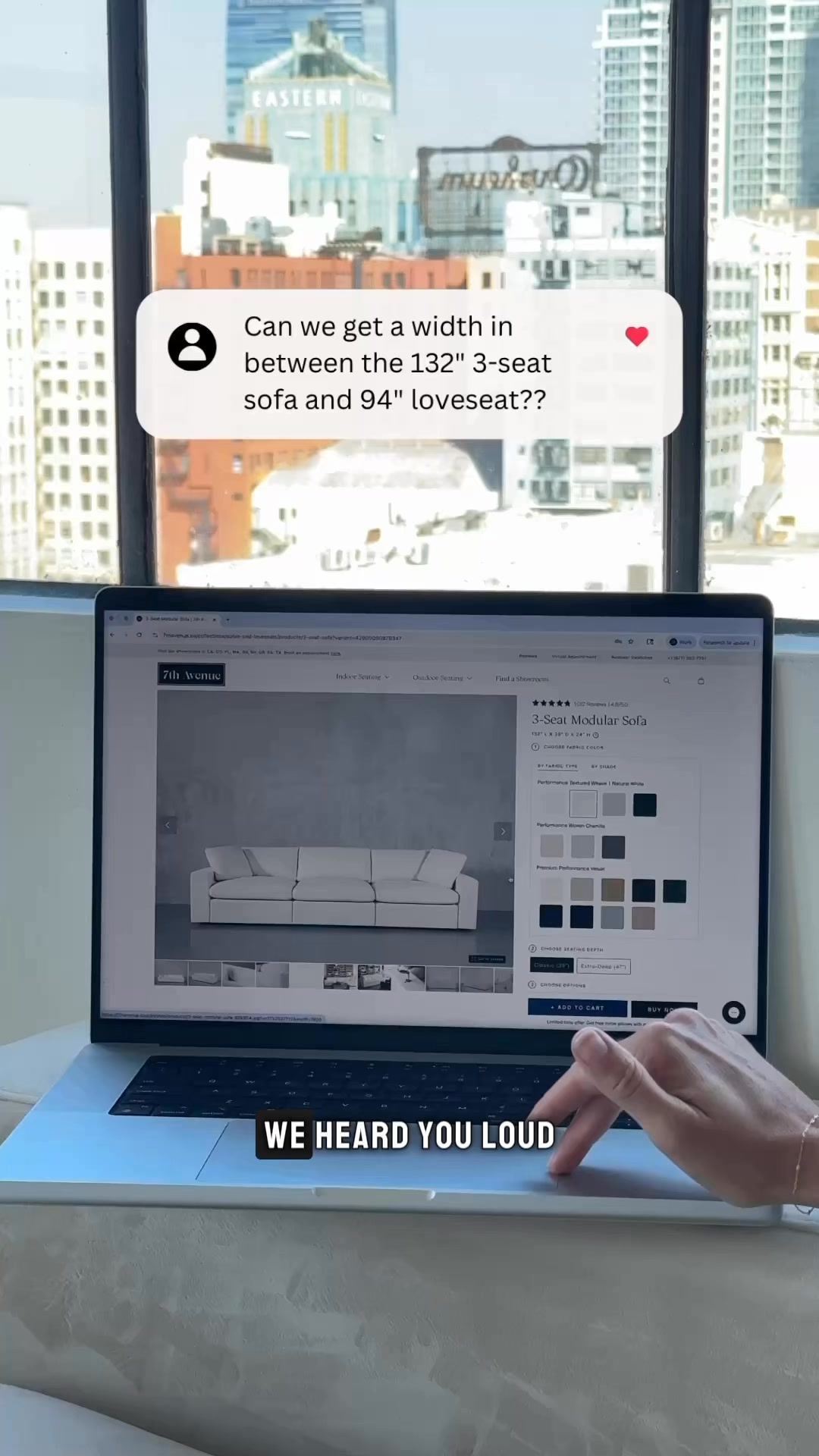 7th Avenue Facebook ad: Big Comfort for Small Spaces