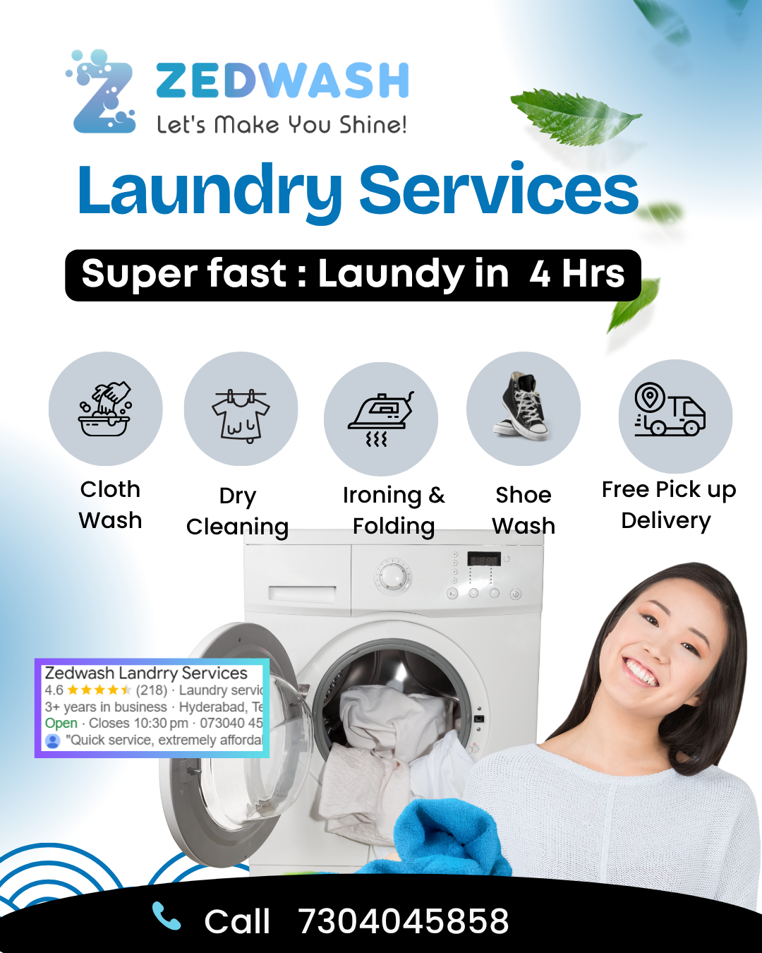 Zedwash laundry Facebook ad: Chat With Us